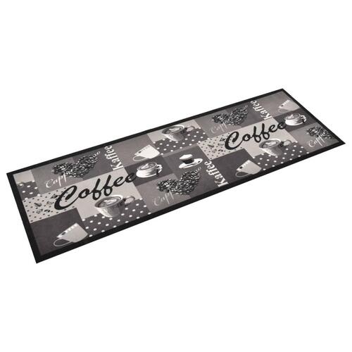Vaskbar køkkenmåtte 60x180 cm kaffetryk blå