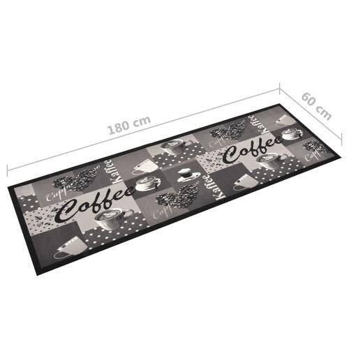 Vaskbar køkkenmåtte 60x180 cm kaffetryk blå