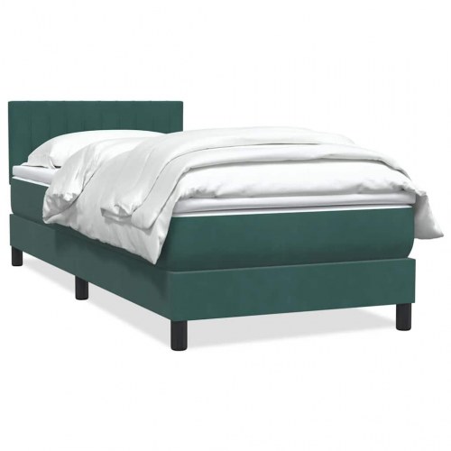 Kontinentalseng med madras 100x210 cm fløjl mørkegrøn