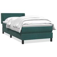 Kontinentalseng med madras 90x220 cm fløjl mørkegrøn