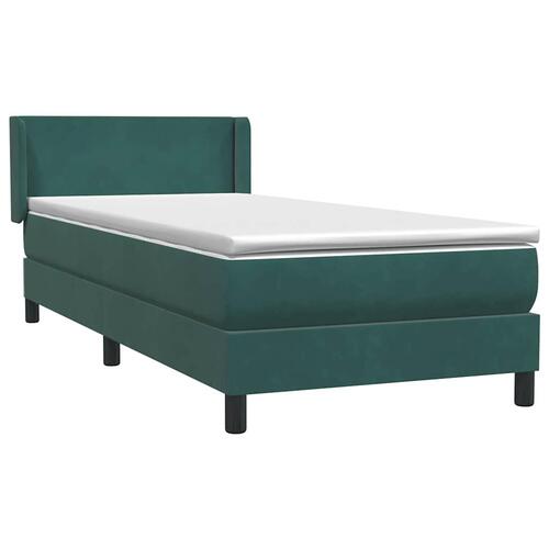 Kontinentalseng med madras 90x220 cm fløjl mørkegrøn