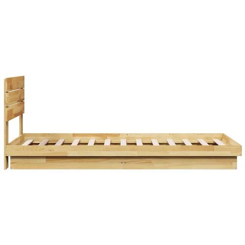 Sengeramme med hovedgærde uden madras 75x190 cm Massivt træ Eg