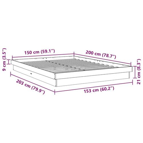Sengeramme uden madras 150x200 cm Massivt træ Eg