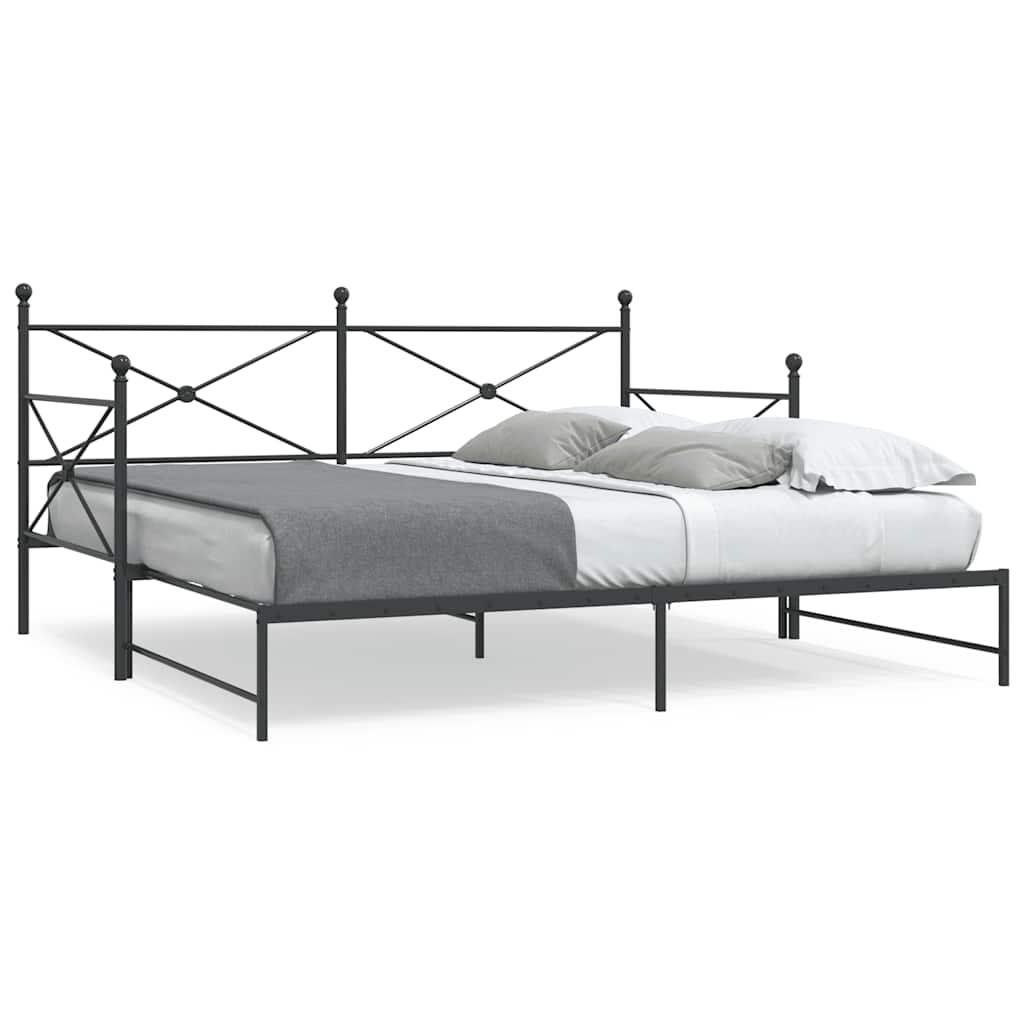 Daybed med udtræk uden madras 100x200 cm stål sort billede