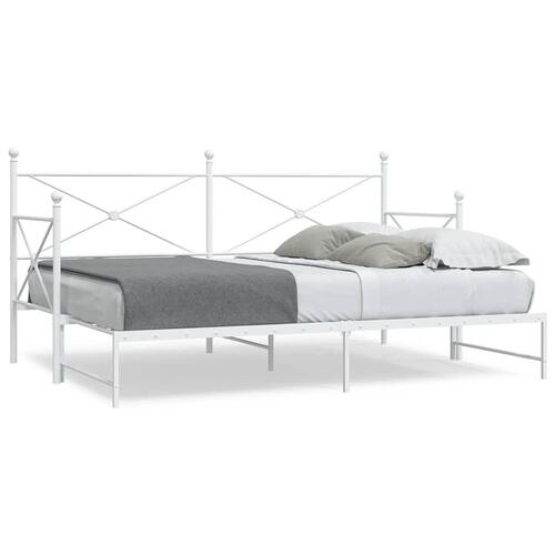 Daybed med udtræk uden madras 90x200 cm stål hvid