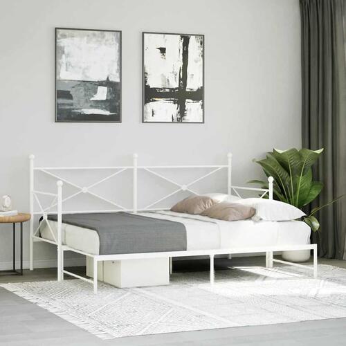 Daybed med udtræk uden madras 90x200 cm stål hvid