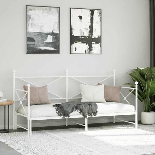 Daybed med udtræk uden madras 90x200 cm stål hvid