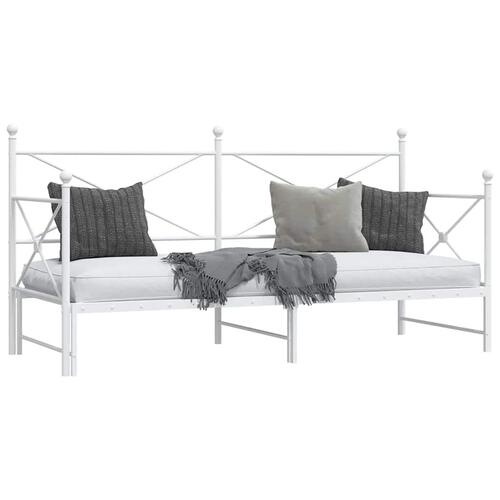 Daybed med udtræk uden madras 90x200 cm stål hvid