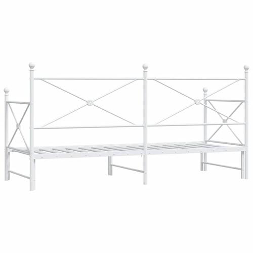 Daybed med udtræk uden madras 90x200 cm stål hvid