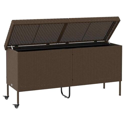 Opbevaringsboks med hjul 160x55x75 cm polyrattan brun