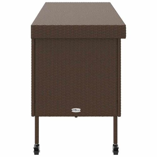 Opbevaringsboks med hjul 160x55x75 cm polyrattan brun