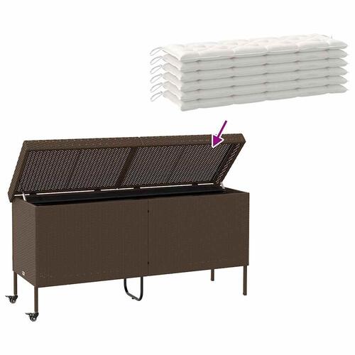 Opbevaringsboks med hjul 160x55x75 cm polyrattan brun