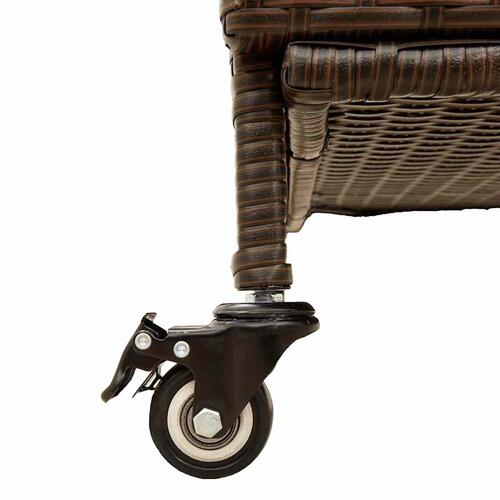Opbevaringsboks med hjul 160x55x75 cm polyrattan brun