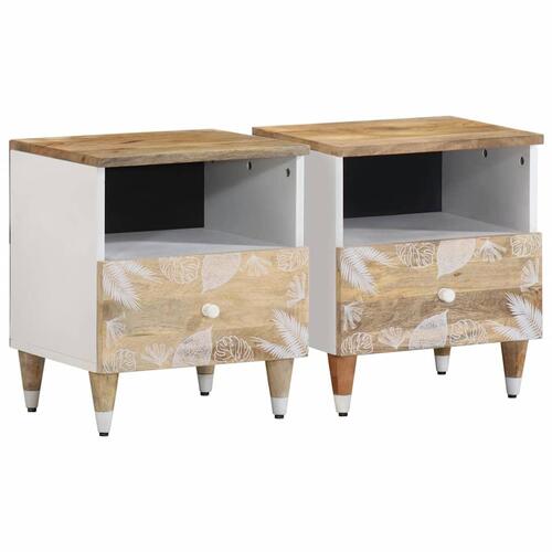 Sengeborde 2 stk. 40x33x46 cm massivt mangotræ