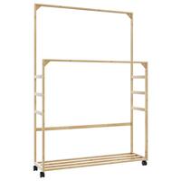 Tøjstativ med hylder og hjul 90x35x155 cm bambus