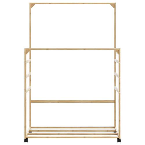 Tøjstativ med hylder og hjul 90x35x155 cm bambus