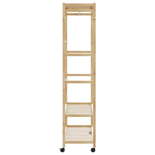 Tøjstativ med hylder og hjul 110x40x180 cm bambus
