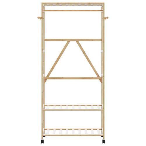 Tøjstativ med hylder og hjul 90x40x179,5 cm bambus