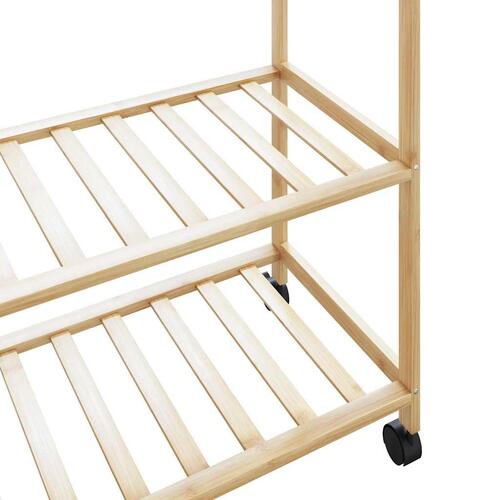 Tøjstativ med hylder og hjul 90x40x179,5 cm bambus