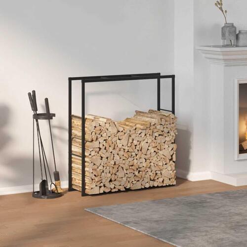 Brændestativ 110x30x116 cm stål sort
