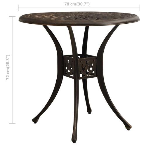 Havebord 78x78x72 cm støbt aluminium bronzefarvet