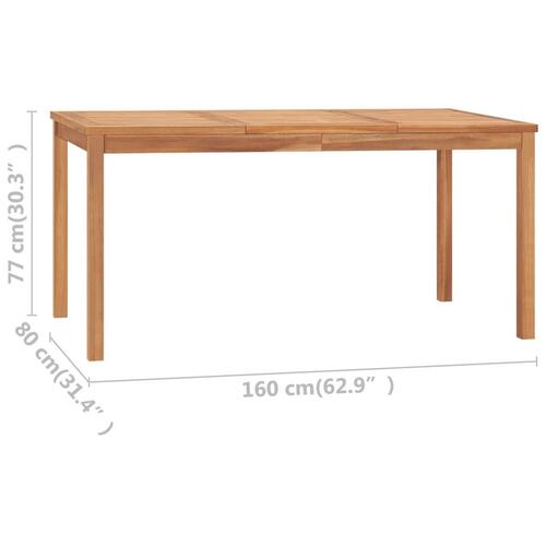 Havebord 160x80x77 cm massivt teaktræ