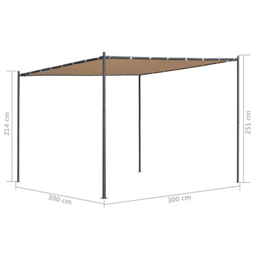 Pavillon med skråt tag 180 g/m² 300x300x257 cm beige