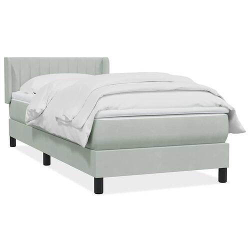Kontinentalseng med madras lysegrå 90x220 cm fløjl