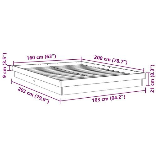 Sengeramme uden madras 160x200 cm Massivtræ Eg