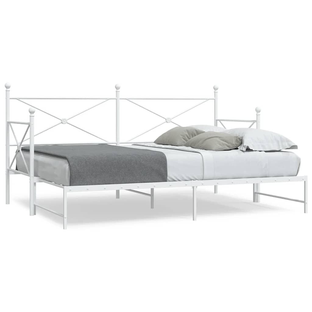 Daybed med udtræk uden madras 90x190 cm stål hvid billede