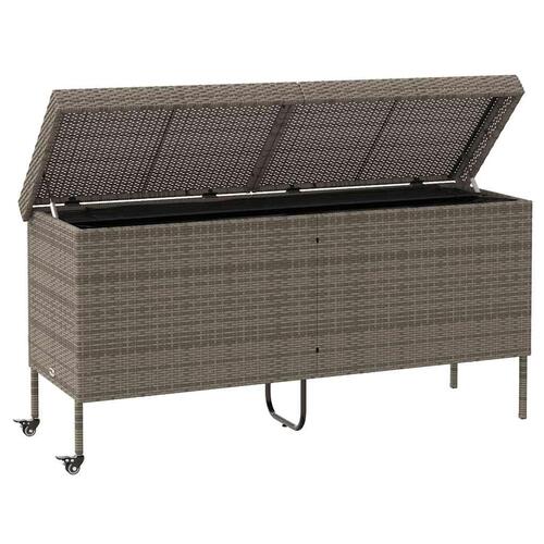 Opbevaringsboks med hjul 160x55x75 cm polyrattan grå