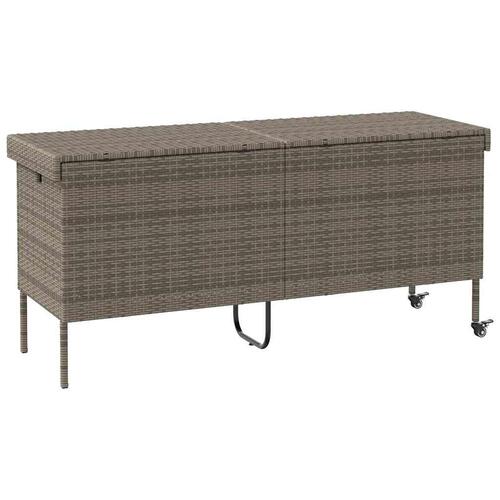 Opbevaringsboks med hjul 160x55x75 cm polyrattan grå