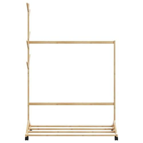 Tøjstativ med kroge og hjul 100x35x157 cm bambus