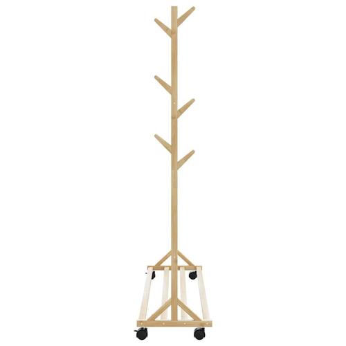Tøjstativ med kroge og hjul 100x35x157 cm bambus