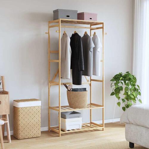 Tøjstativ med hylder 80x40x175 cm bambus