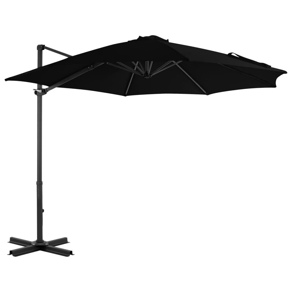 Hængeparasol med aluminiumsstang 300 cm sort