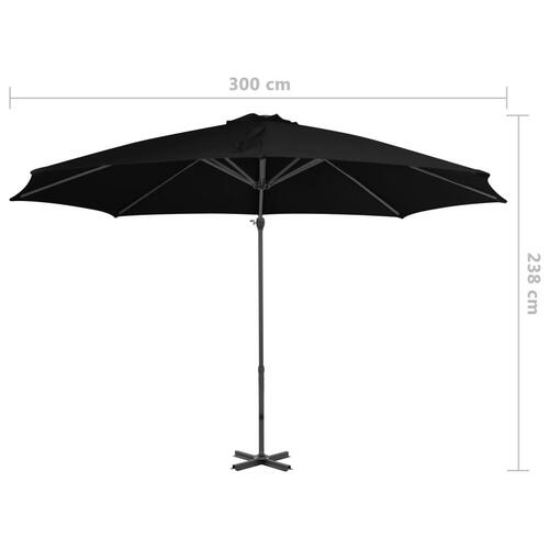 Hængeparasol med aluminiumsstang 300 cm sort