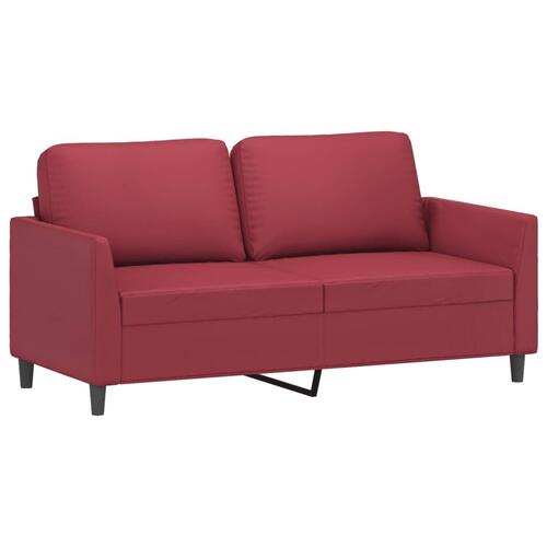 3 personers sofa med hynder kunstlæder vinrød