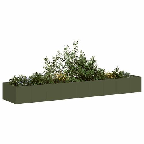 Plantekasse 360x80x40 cm stål olivengrøn