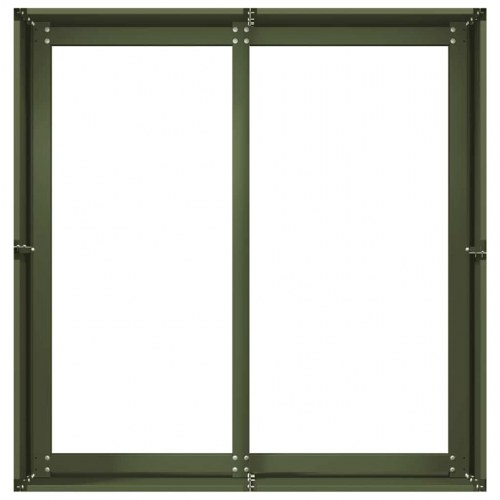 Plantekasse 80 × 80 × 40 cm i koldvalset stål - olivengrøn