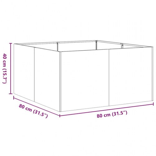 Plantekasse 80 × 80 × 40 cm i koldvalset stål - olivengrøn