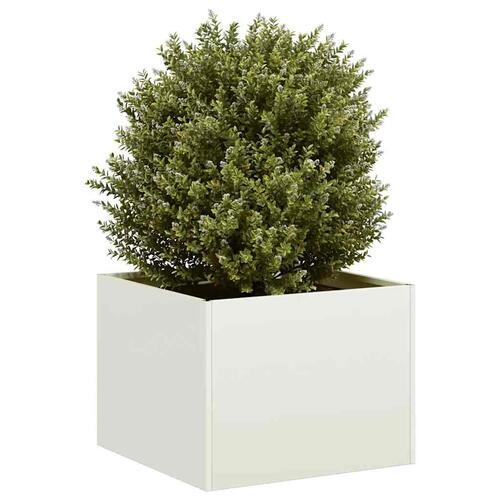Plantekasse 40x40x30 cm stål hvid
