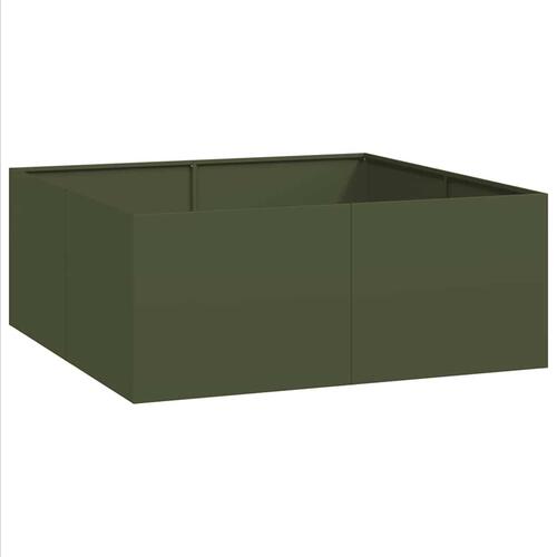 Plantekasse 100x100x40 cm stål olivengrøn