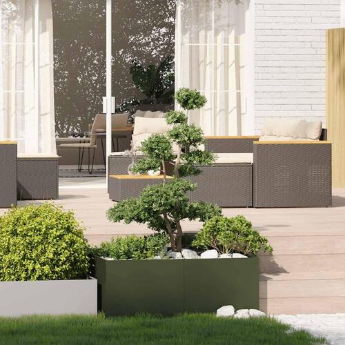 Plantekasse 100x100x40 cm stål olivengrøn