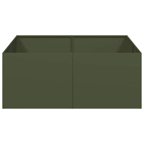 Plantekasse 100x100x40 cm stål olivengrøn