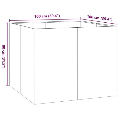 Plantekasse 100x100x80 cm stål antracitgrå