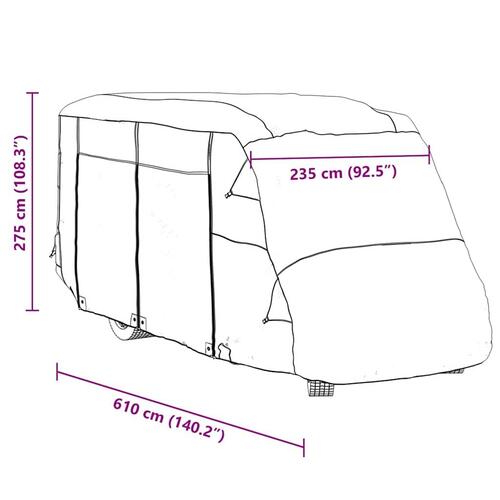 Autocamperovertræk 610x235x275 cm ikke-vævet stof grå