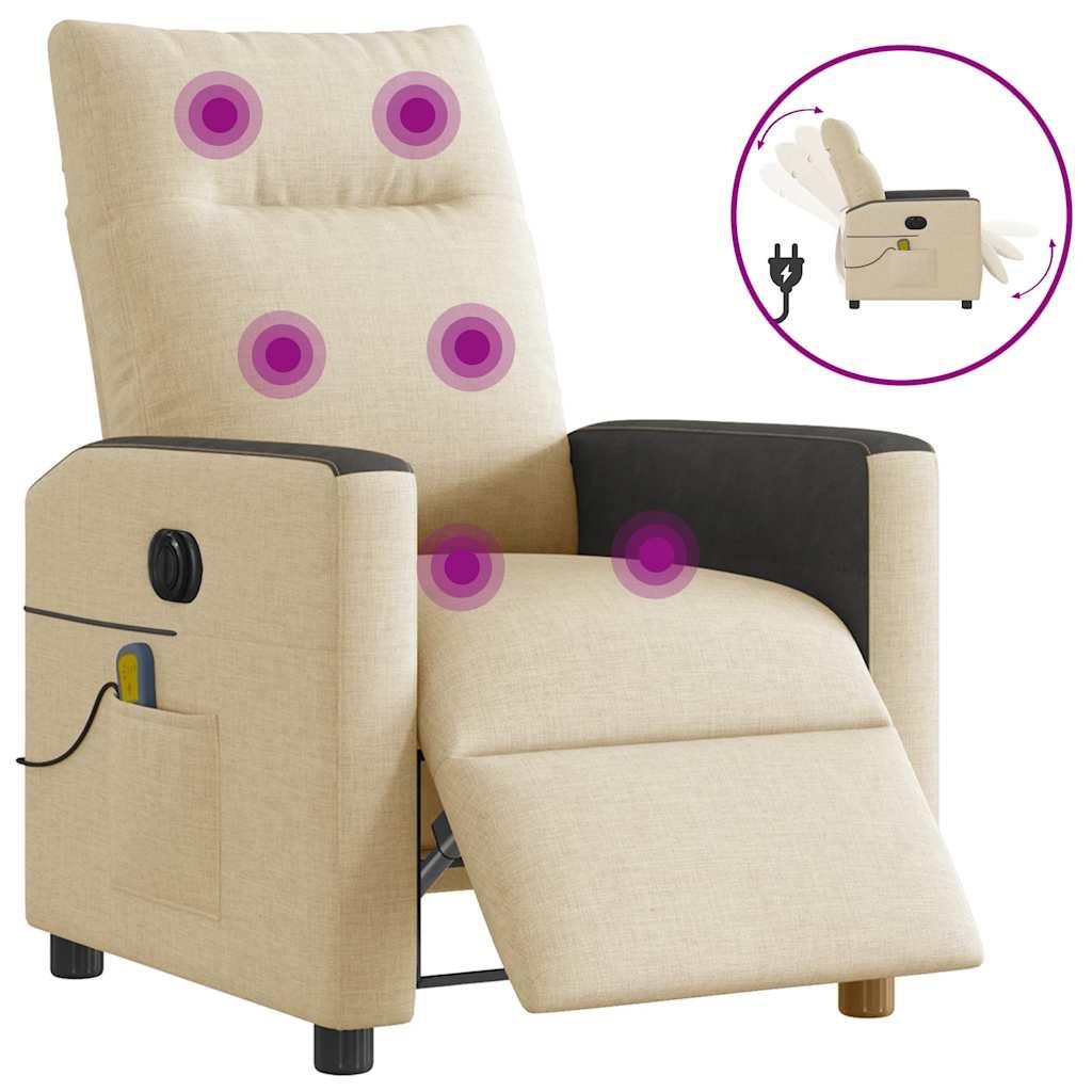 Eldrevet massagestol stof cremefarvet
