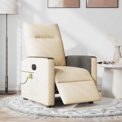 Eldrevet massagestol stof cremefarvet