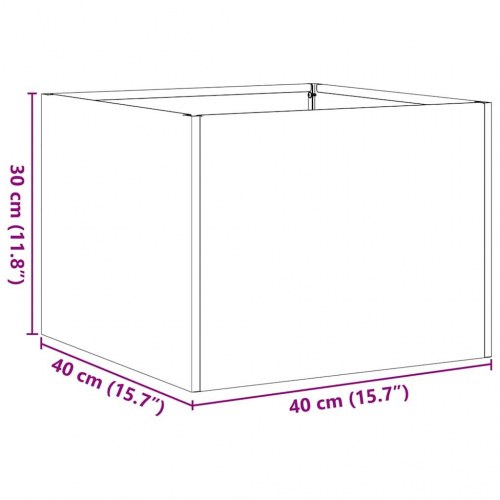 Plantekasse 40×40×30 cm i rustfrit stål - åben bund